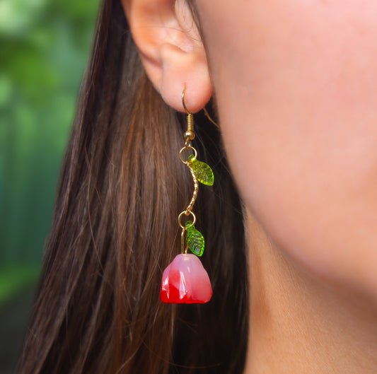 Romantic Elegant Cherry Blossoms Flower Earrings for Women Pink Petals Sakura Long Tassel Drop Earring Dangle Earrings Pendiente