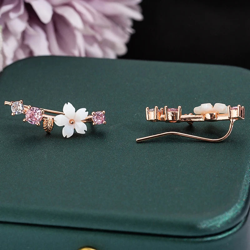 New Arrival Shell Flower Necklace Earrings Jewelry Sets for Women Zircon Stud Earrings Leaf Chokers Bridal Wedding Jewelry
