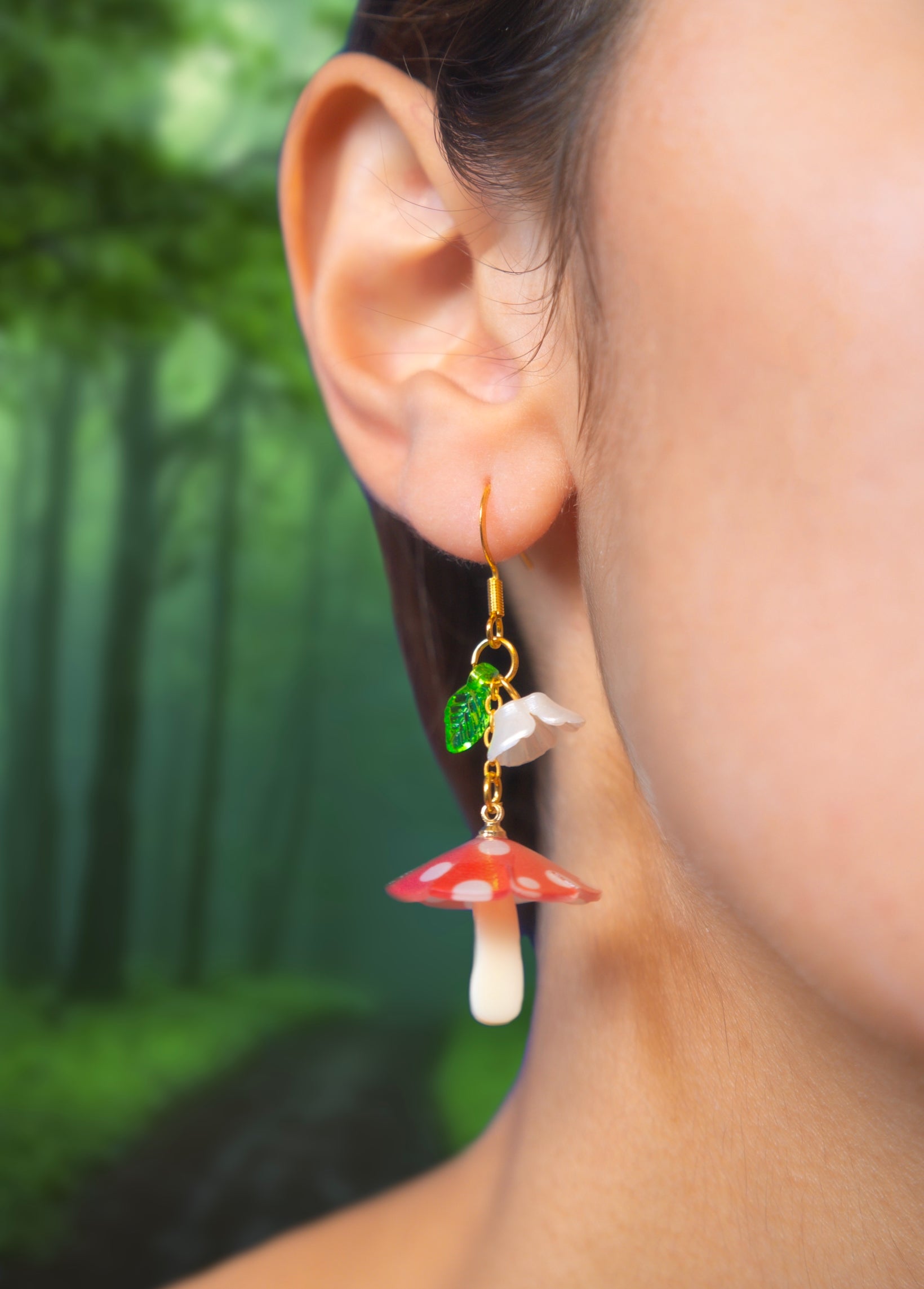 Handmade Mushroom Fruit Fun Dangle Drop Earrings