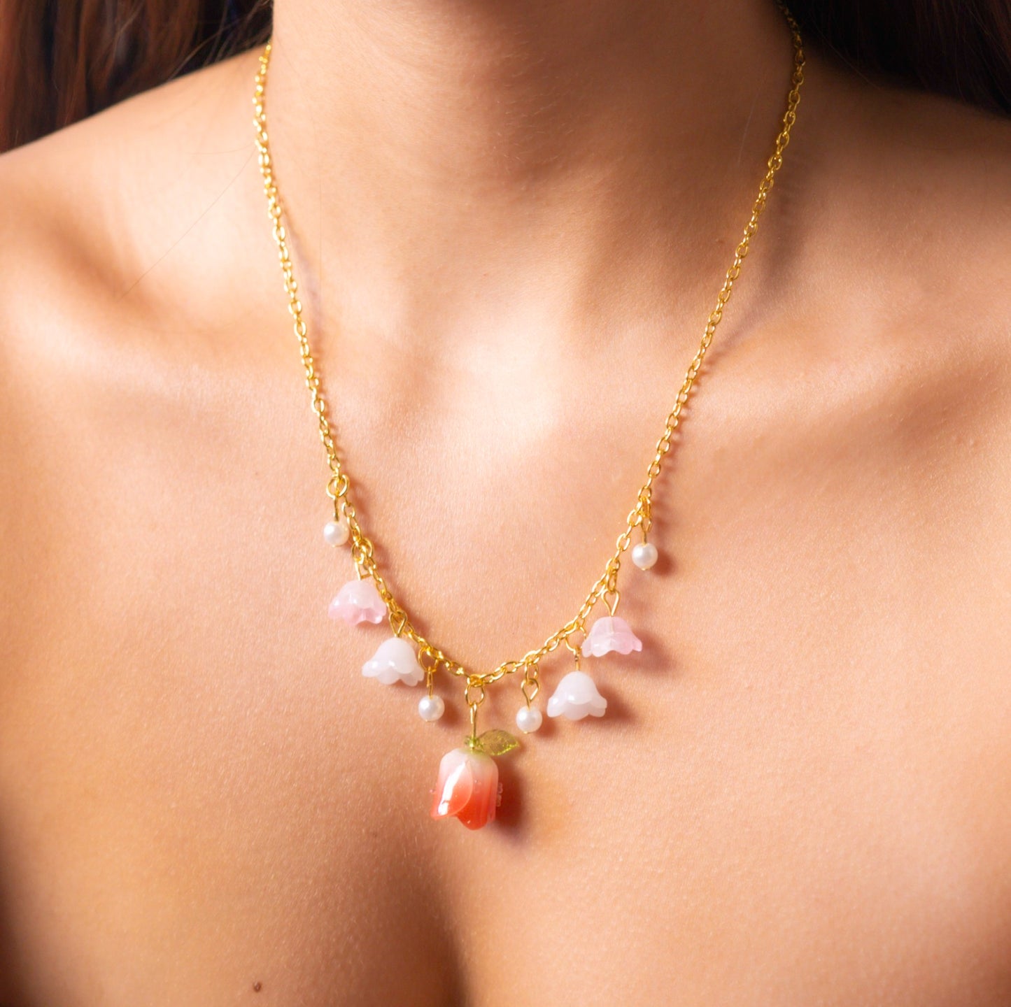 Tulip Necklace Flower Jewelry Dainty Handmade