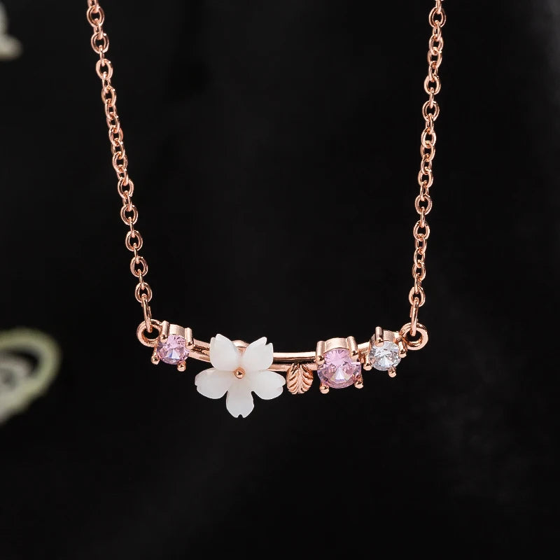 New Arrival Shell Flower Necklace Earrings Jewelry Sets for Women Zircon Stud Earrings Leaf Chokers Bridal Wedding Jewelry