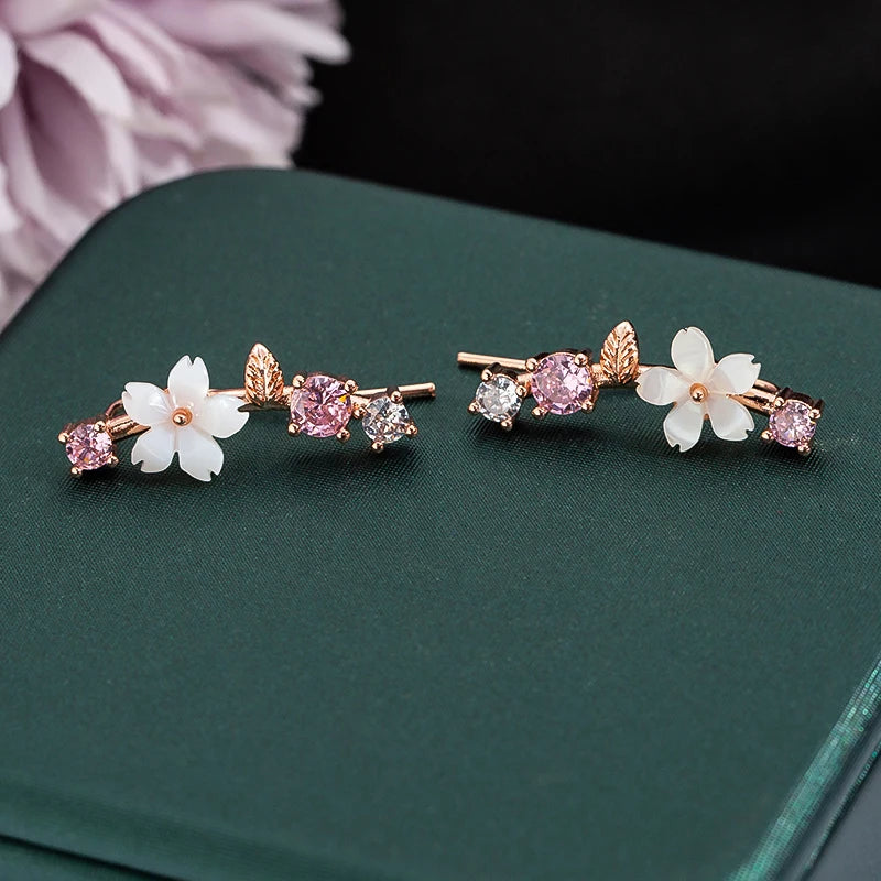 New Arrival Shell Flower Necklace Earrings Jewelry Sets for Women Zircon Stud Earrings Leaf Chokers Bridal Wedding Jewelry