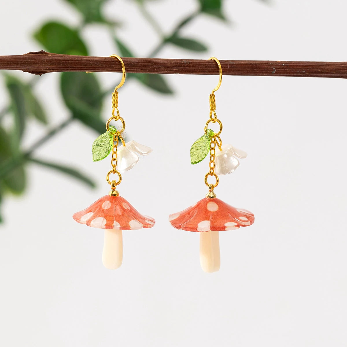 Handmade Mushroom Fruit Fun Dangle Drop Earrings